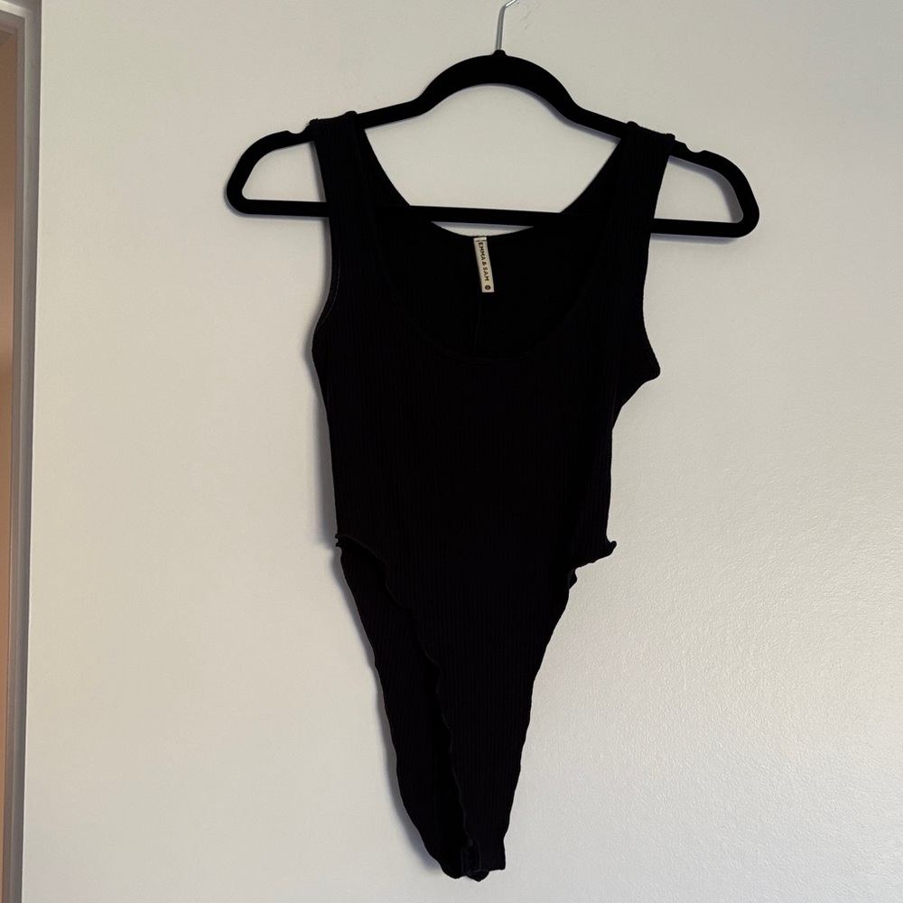 Black Ribbed Bodysuit
